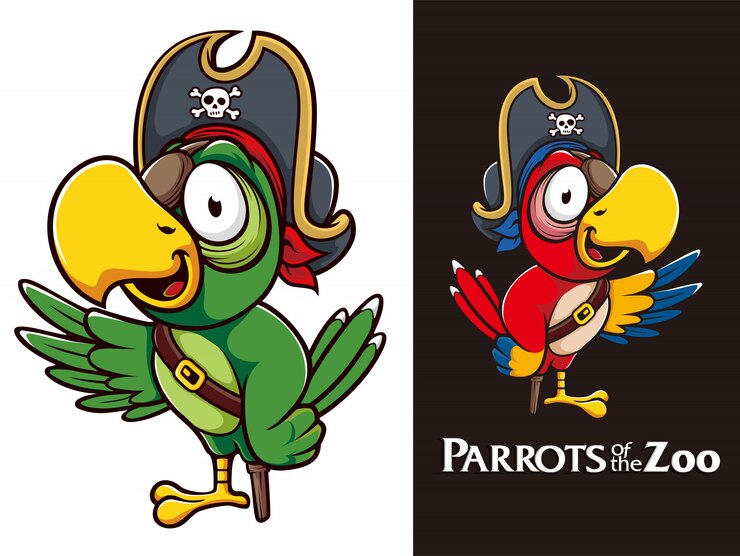 Vecteur mascottes de perroquet pirate