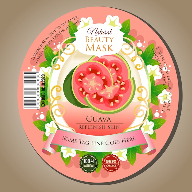 masque de beauté autocollant d'étiquette de goyave