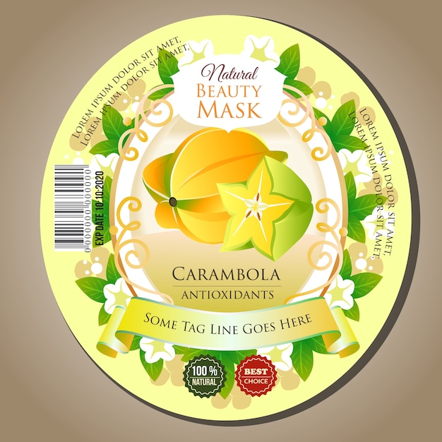 masque de beauté carambola étiquette autocollant