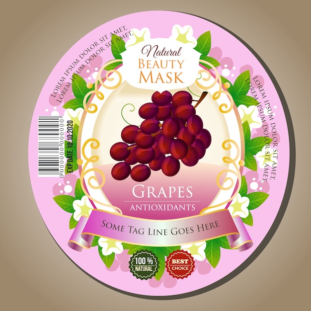 masque de beauté étiquette de raisin autocollant