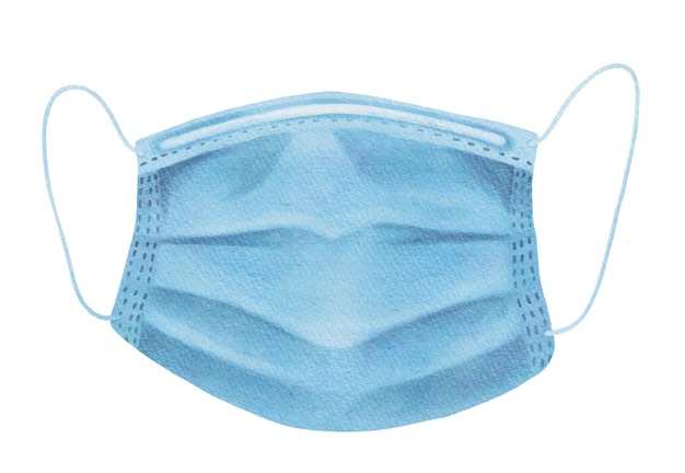 Masque bleu médical aquarelle