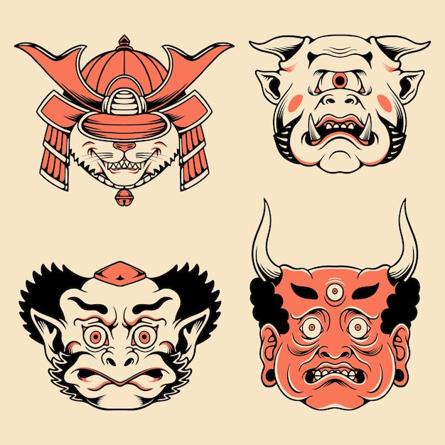 Masque De Démon Japonais Art Vectoriel