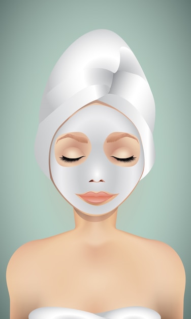 Masque Facial, Soins Du Visage. Illustration Pour Les Cosmétiques