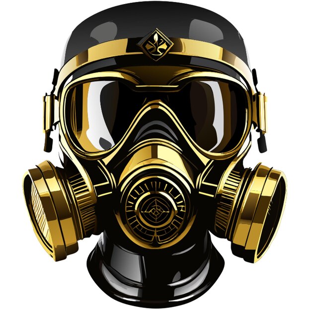 Vecteur masque à gaz au carbone en argent doré statue rockabilly ww2 elegance deluxe nano illustration vectorielle