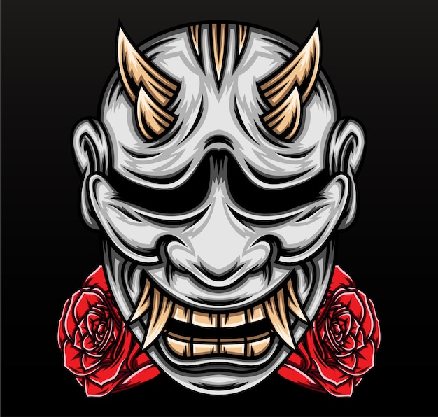 Vecteur masque japonais de hannya.