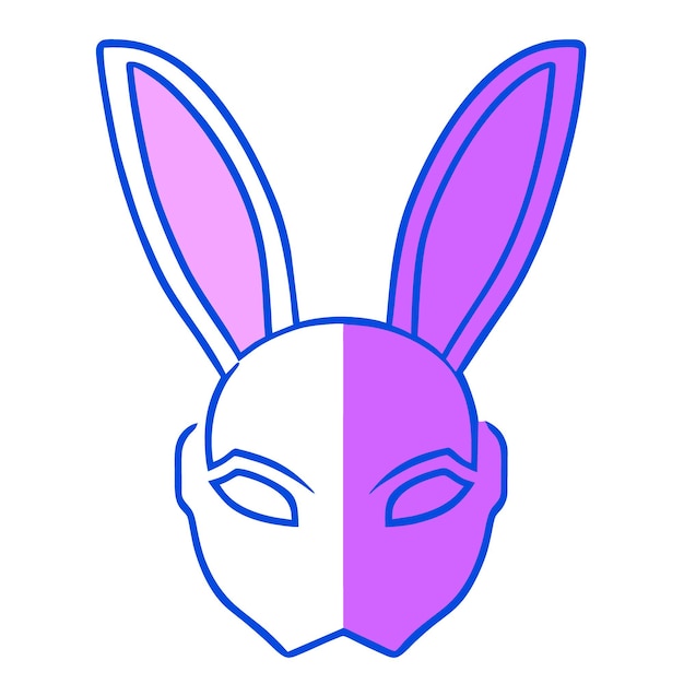 Vecteur masque de lapin logo d'entreprise marque d'entreprise 2 couleur rose bleu lignes lisses logo blanc tra vecteur