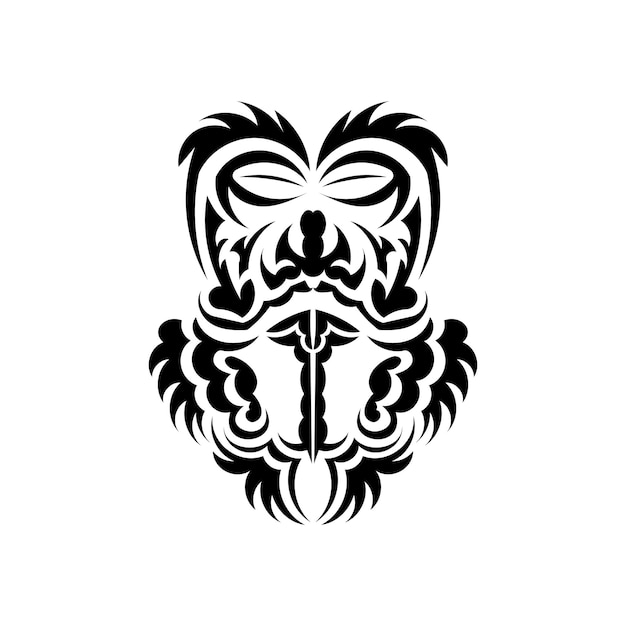 Masque Maori Motif De Décor Traditionnel De Polynésie Et D'hawaï Style Plat Isolé