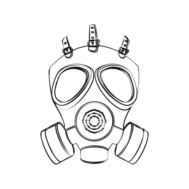 Masque avec masque respiratoire à gaz dans l'icône de style postapocaly Protection contre les produits chimiques, le sable et la poussière