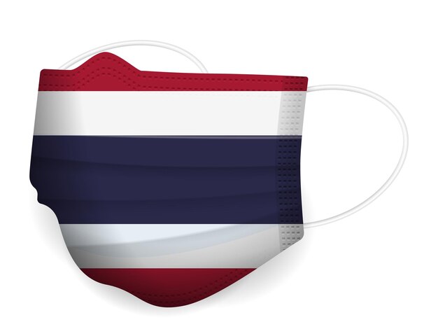 Vecteur masque médical drapeau thaïlande