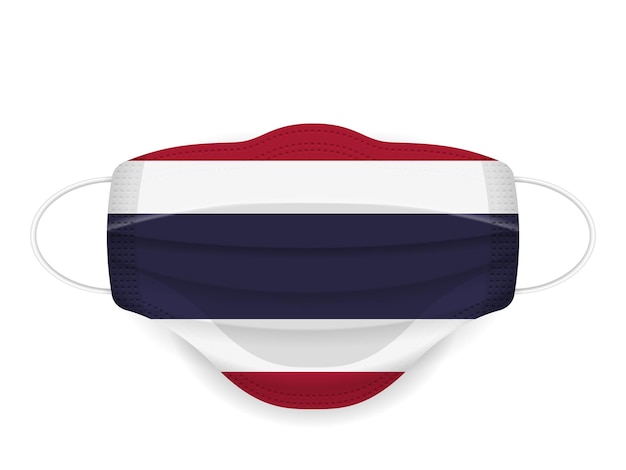 Vecteur masque médical drapeau de la thaïlande