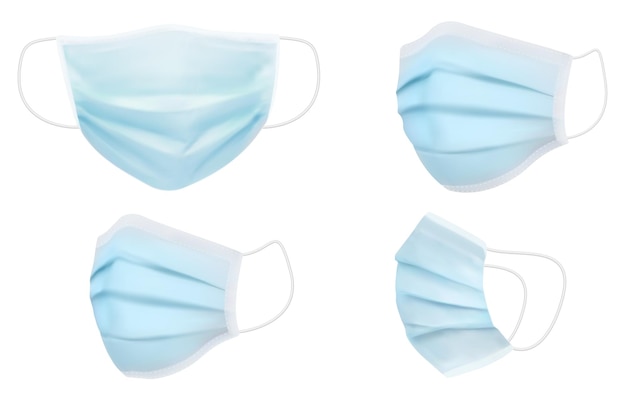 Masque médical pour médecins et patients constructeurs et peintres illustration vectorielle