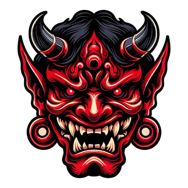 Masque Oni avec vecteur d'expression féroce