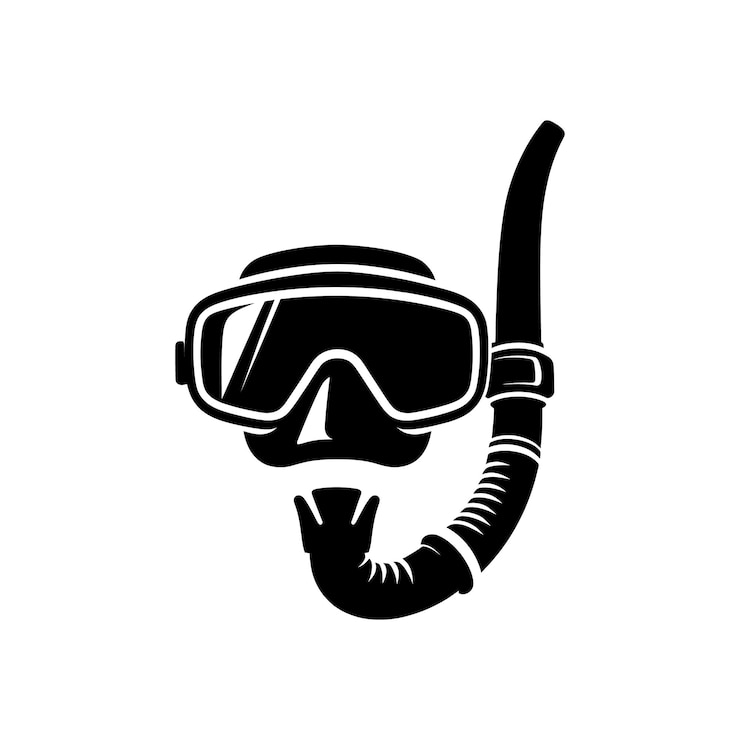 Vecteur le masque de plongée en noir et blanc et l'illustration du tube idéales pour les graphismes de sports nautiques