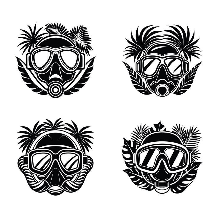 Vecteur masque de plongée tropicale svg