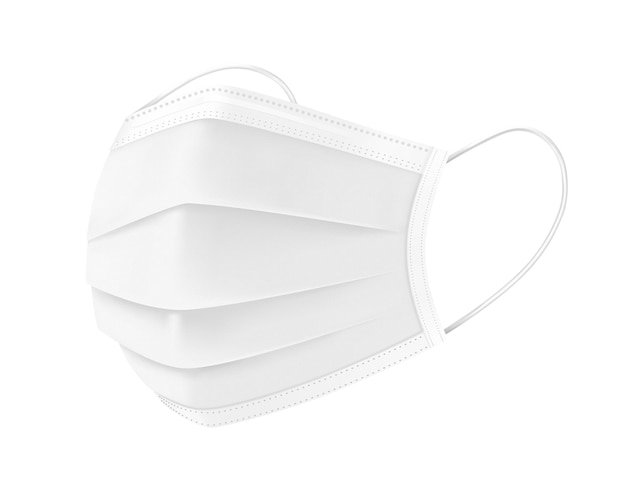 Masque de protection médical blanc illustration vectorielle réaliste 3d isolée.