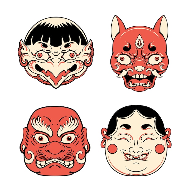 Masque De Set Japonais Vector Art