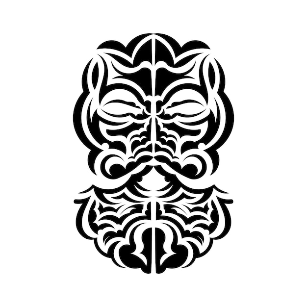 Masque Tiki Noir Et Blanc Illustration Tiki Des Polynésiens Et Des Hawaïens Autochtones En Noir Et Blanc Illustration Vectorielle De Style Plat Isolé