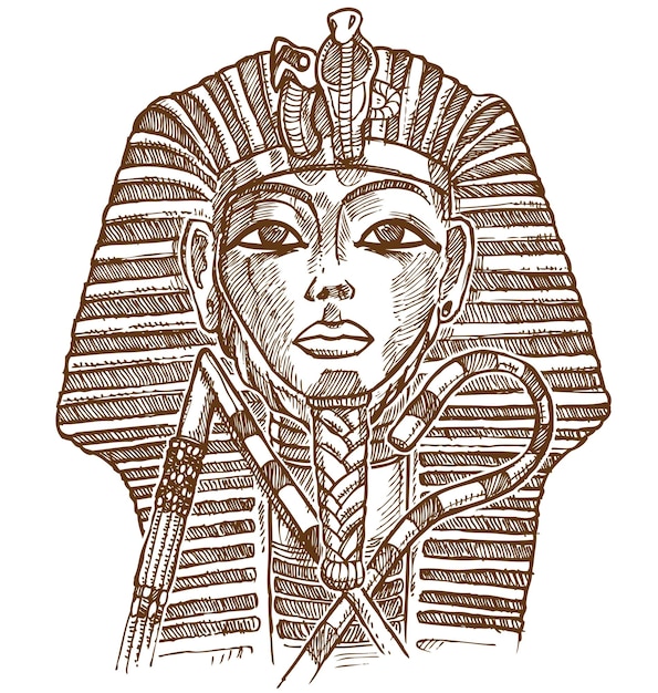 Masque de Toutankhamon dessiné à la main