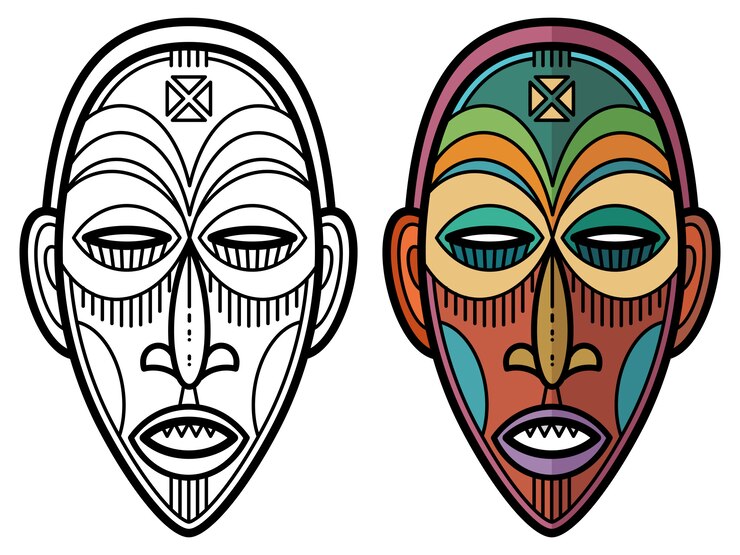 Masque tribal historique indien aztèque, africain, mexicain