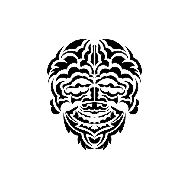 Masque tribal Symbole totem traditionnel Tatouage noir dans le style des anciennes tribus Isolé sur fond blanc Illustration vectorielle