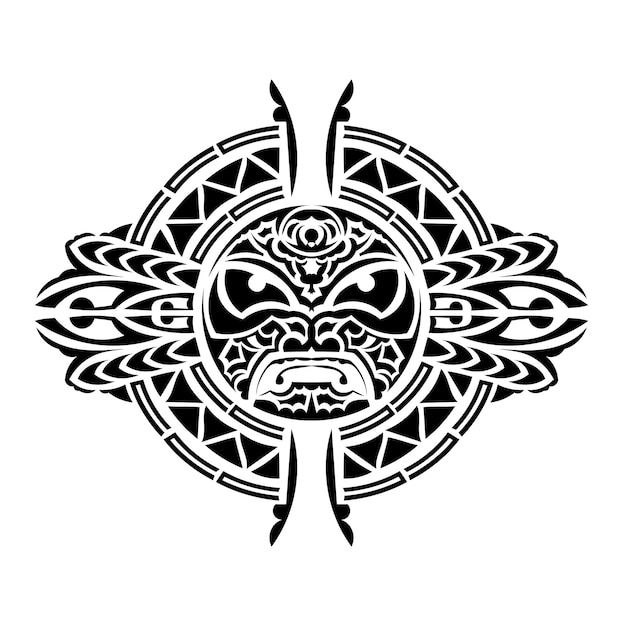 Masque tribal Symbole totem traditionnel Tatouage noir dans le style des anciennes tribus
