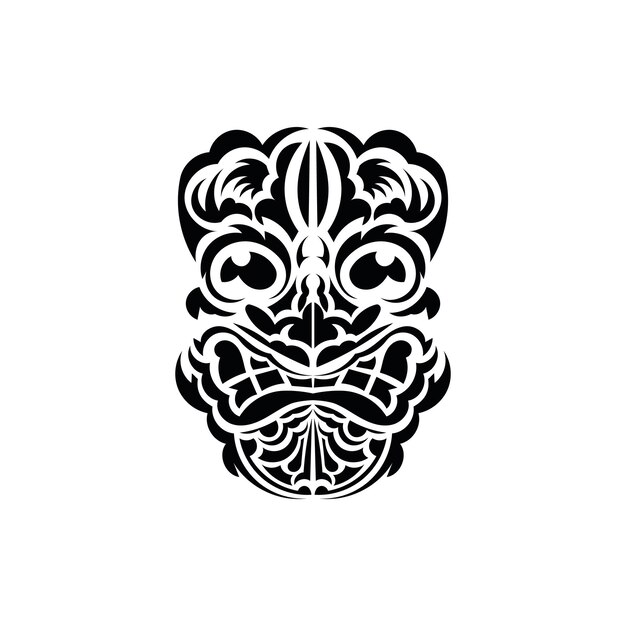 Masque Tribal Tatouage Noir Dans Le Style Des Anciennes Tribus Style Polynésien Illustration Vectorielle Isolée Sur Fond Blanc
