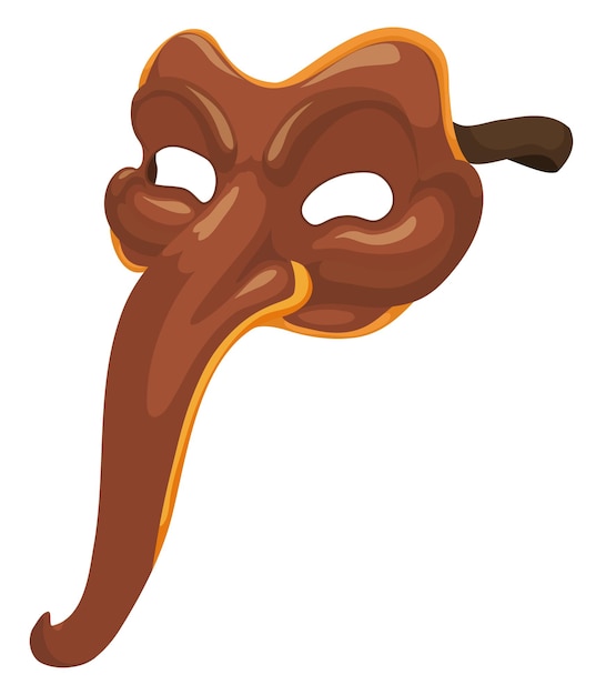 Masque Zanni Classique En Cuir Décorée D'une Bordure Dorée Et D'une Corde