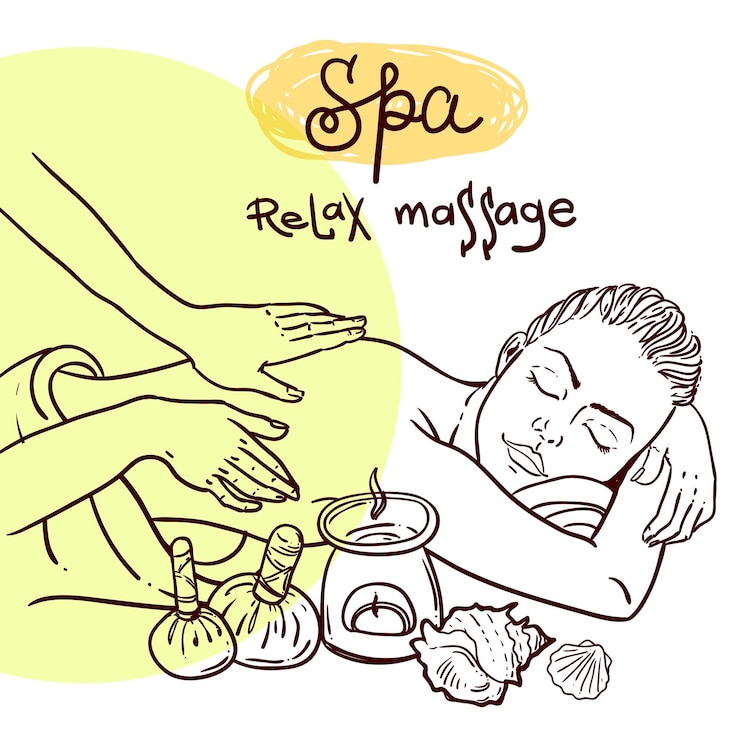 Massage d'illustration dessiné à la main