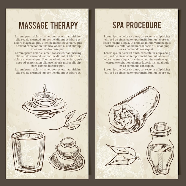 Massage, Spa Et Procédure De Relaxation. Ensemble De Modèle De Cartes. éléments Dessinés à La Main.