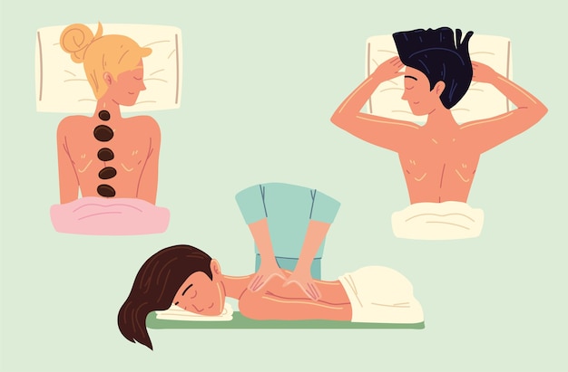 Vecteur massages spa femmes