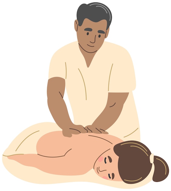 Masseur Un homme donne un massage à une femme