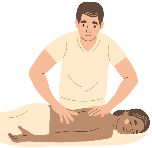 Masseur Un homme donne un massage à une femme
