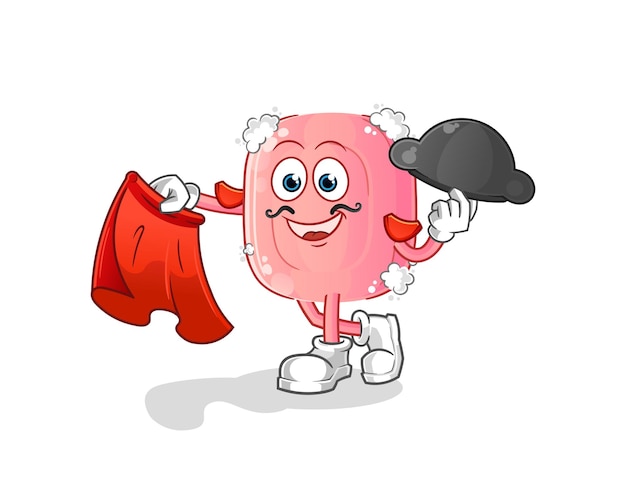 Matador de savon avec illustration en tissu rouge. vecteur de caractère