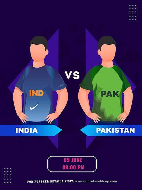 Match De Cricket T20 Entre L'inde Et Le Pakistan équipe De Joueurs Le 9 Juin Design De L'affiche Des Médias Sociaux