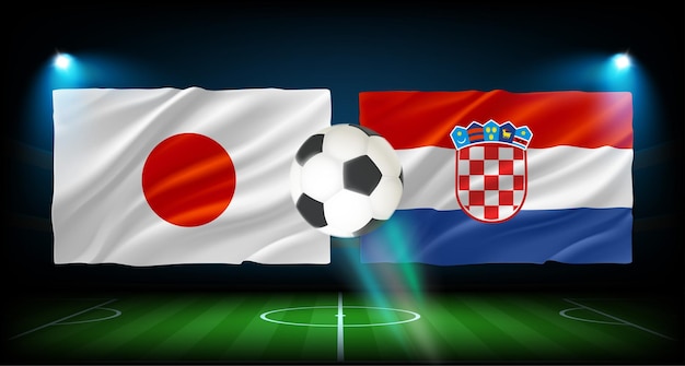 Match entre les équipes du Japon et de la Croatie concept de vecteur 3d