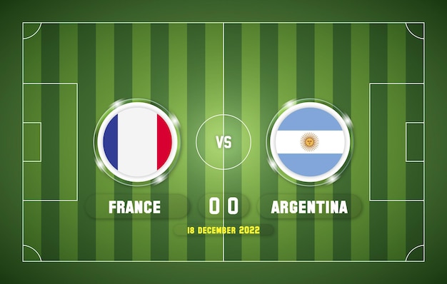 Match de football France vs Argentine 2022 avec tableau de bord et fond de stade