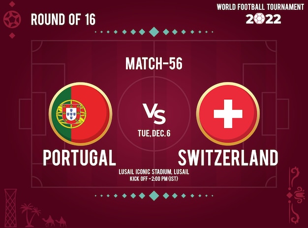 Match De Huitièmes De Finale, Portugal Vs Suisse, Championnat Du Monde De Football, 2022.