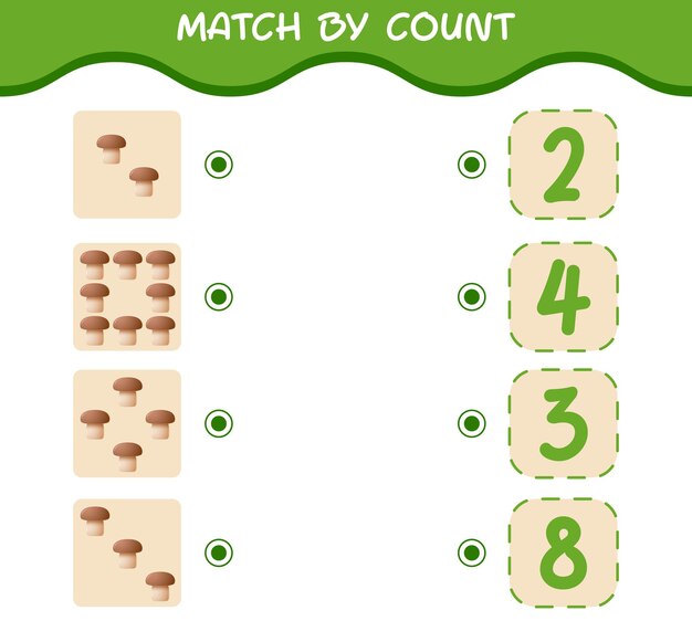 Match Par Nombre De Champignons De Dessin Animé. Match Et Compte Jeu. Jeu éducatif Pour Les Enfants Et Les Tout-petits De La Maternelle