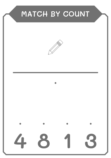 Match Par Nombre De Jeu De Crayons Pour Enfants Feuille De Travail Imprimable D'illustration Vectorielle