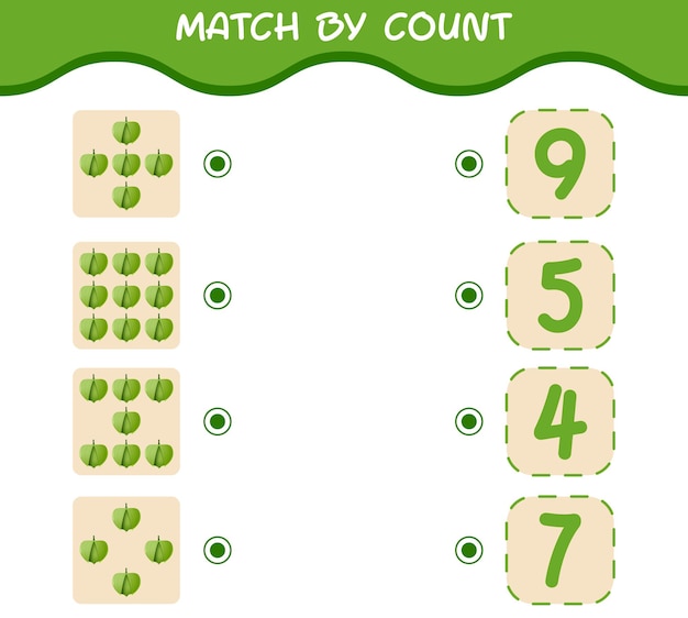 Match Par Nombre De Tomatillo De Bande Dessinée. Match Et Compte Jeu. Jeu éducatif Pour Les Enfants Et Les Tout-petits De La Maternelle