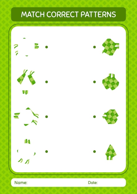 Match Pattern Game With Ketupat Worksheet For Preschool Kids Kids Activity Sheet