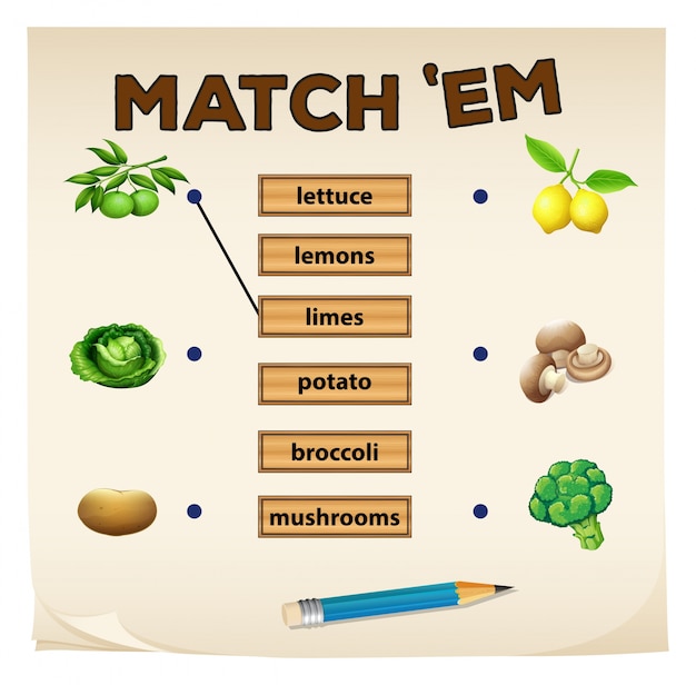 Matching Jeu Avec Des Légumes Frais