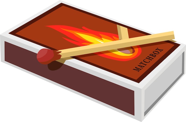 Matchs d'objets vectoriels isolés de dessin animé et feu