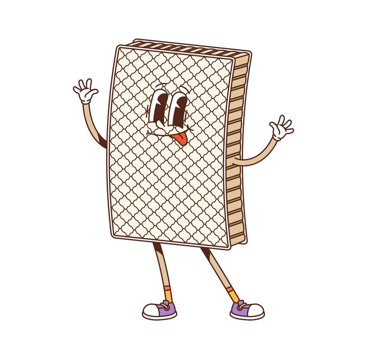 Vecteur matelas de dessins animés à l'intérieur du personnage y2k