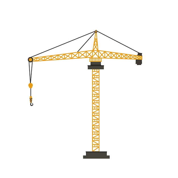Matériel de construction grue bâtiment construction illustration vectorielle design plat