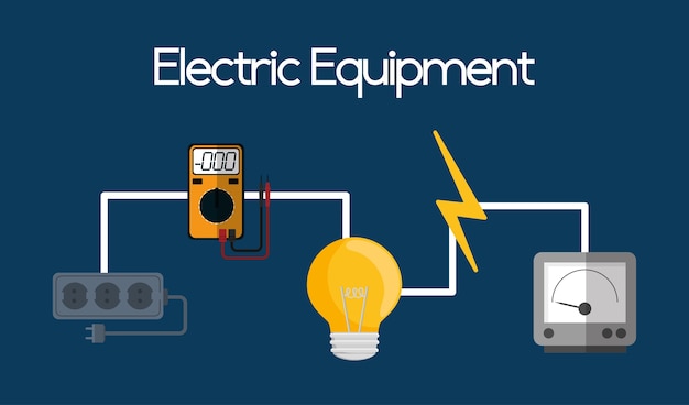 Vecteur matériel électrique et fournitures, illustration vectorielle