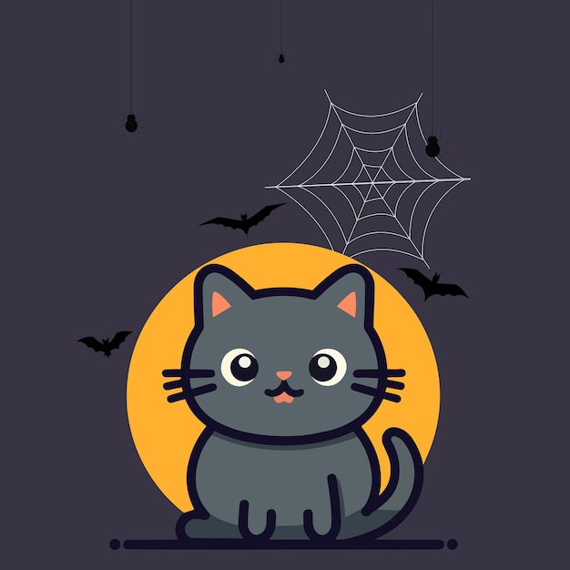 Matériel vecteur de chat mignon d'Halloween