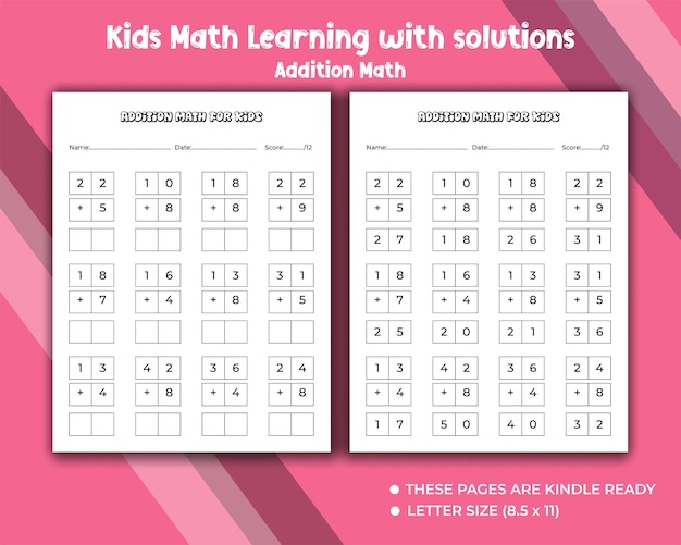 Mathématiques D'addition Pour Les Enfants D'âge Préscolaire Livre Avec Des Solutions