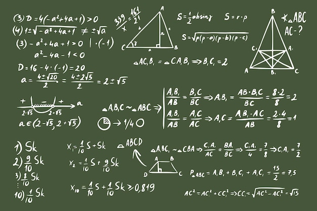 Mathématiques algèbre science formules doodle équation et signes graphiques  géométrie mathématique | Vecteur Premium