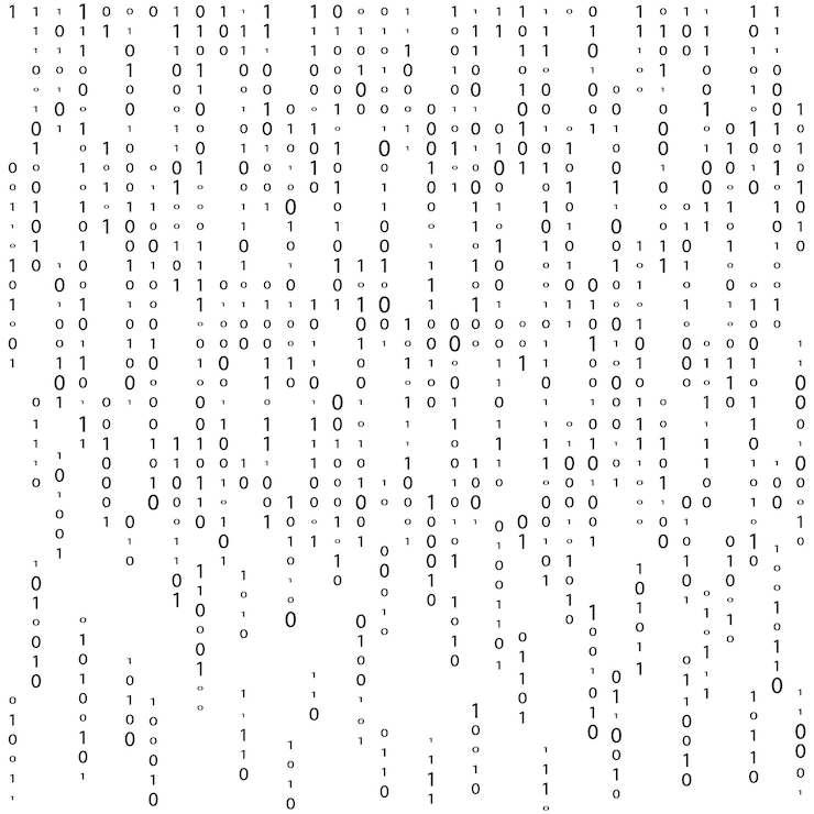Vecteur matrix background vector binary code matrix fond numérique noir et blanc avec des chiffres à l'écran illustration de la technologie des données concept de hacker de codage de code informatique binaire